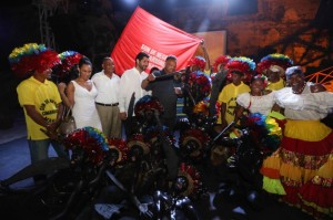 Group shot during the welcome reception in Cartagena, Colombia. At the Castillo de San Felipe